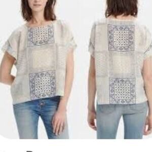 144 MADEWELL XS PATCHWORK SILK BLOUSE PIT TO PIT 19 OVERSIZED WN